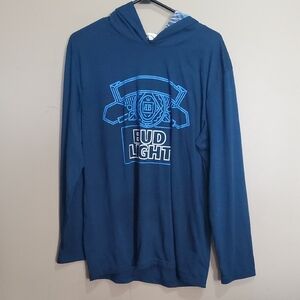 Bud Light Blue Hoodie Size Large